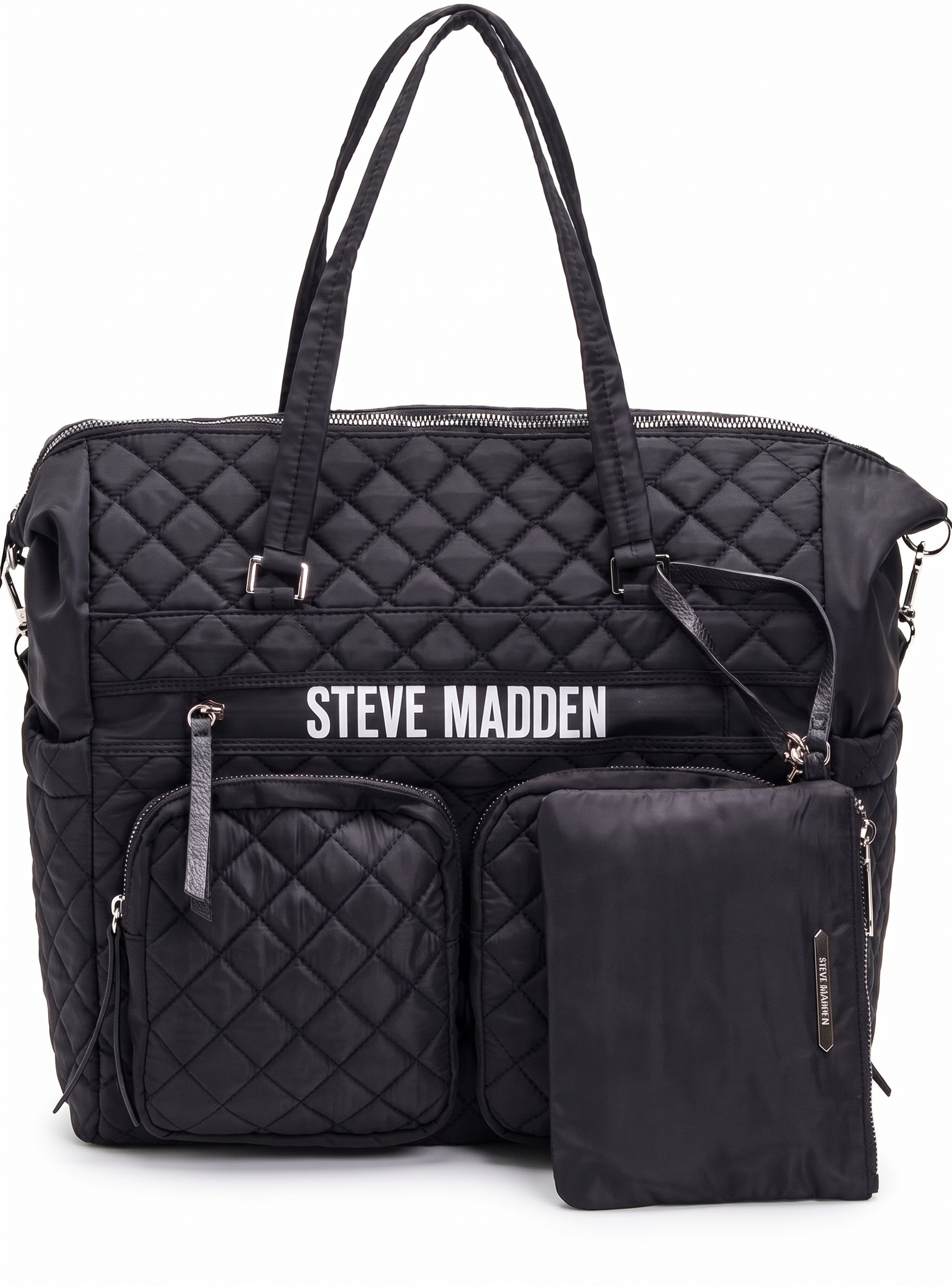 کیف دوشی و دستی زنانه استیو مدن (Steve Madden) مدل کاپشنی مشکی به همراه کیف دستی مجزا